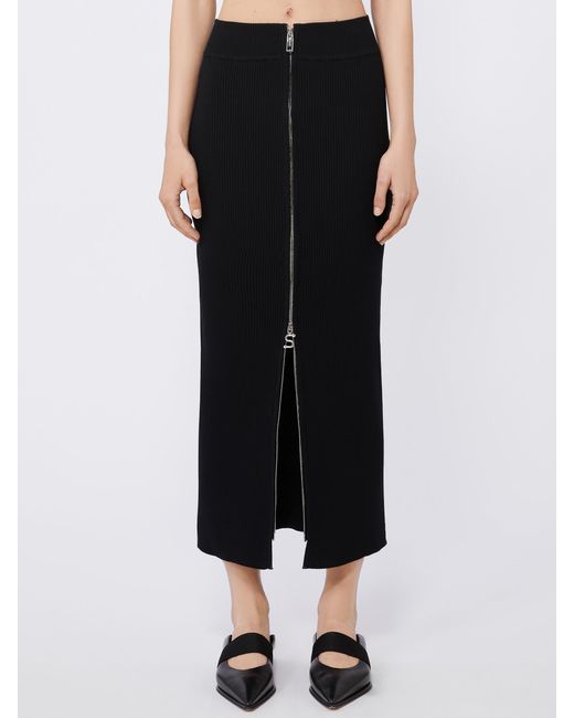 Sportmax Black Berry Zipped Knitted Skirt