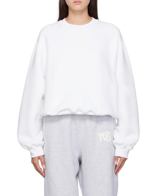 Alexander Wang White T By Logo Printed Crewneck Sweatshirt