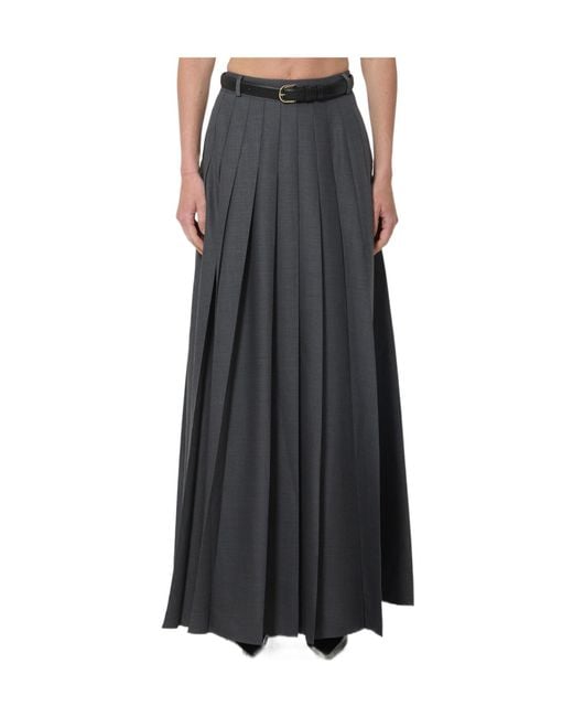 Self-Portrait Black Pleated Maxi Skirt