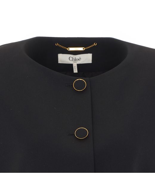 Chloé Blue Chloé Cropped Lace-Hem Cropped Cardigan