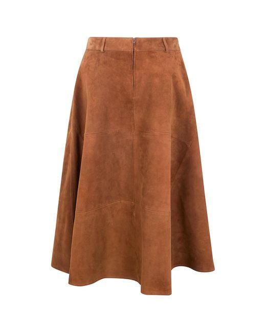 Semicouture Brown Panelled Suede Skirt