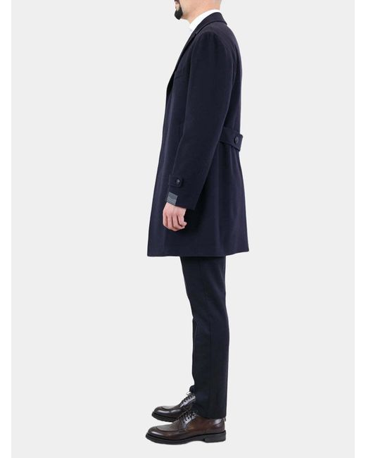 Tagliatore Blue Single-Breasted Tailored Coat for men