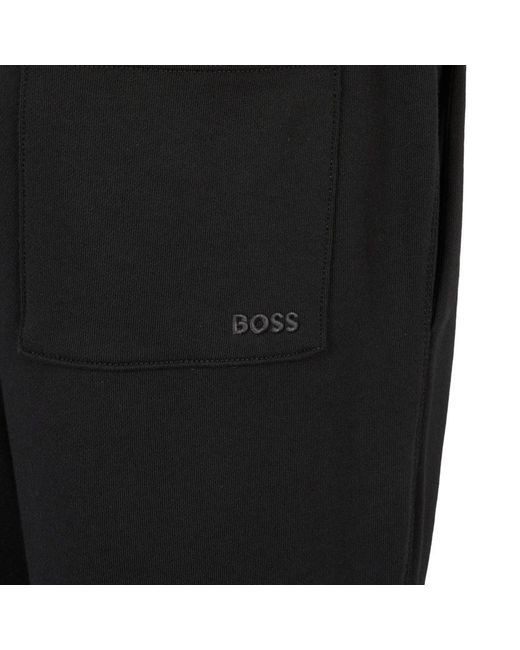 Boss Black Drawstring Elasticated-Cuff Track Pants for men