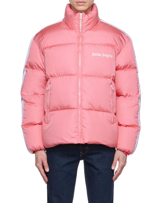 Palm Angels Pink Logo-Print Padded Jacket for men