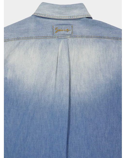 Givenchy Blue Patchwork Denim Shirt for men