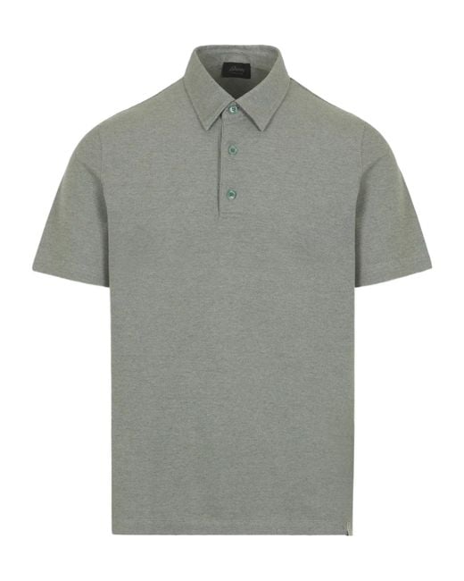 Brioni Gray Button Polo Shirt for men