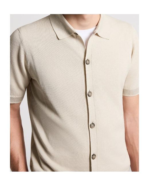 Peserico Natural Short-Sleeved Knitted Shirt for men