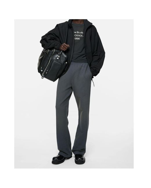 Acne Gray Fleece Trousers With Stamp Logo for men
