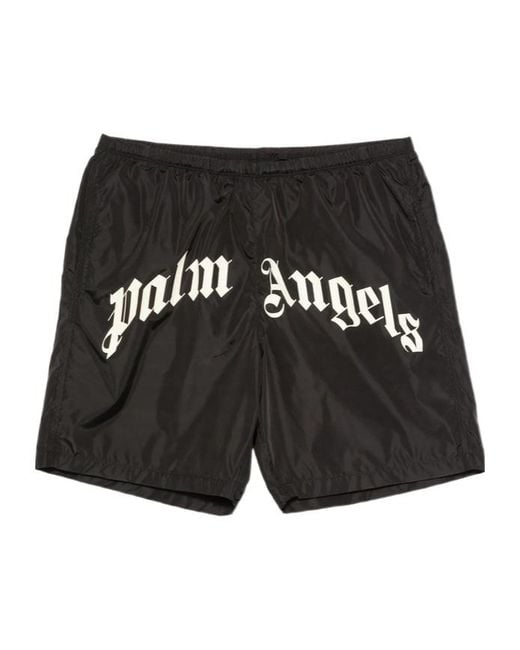 Palm Angels Black Drawstring Swim Trunks for men