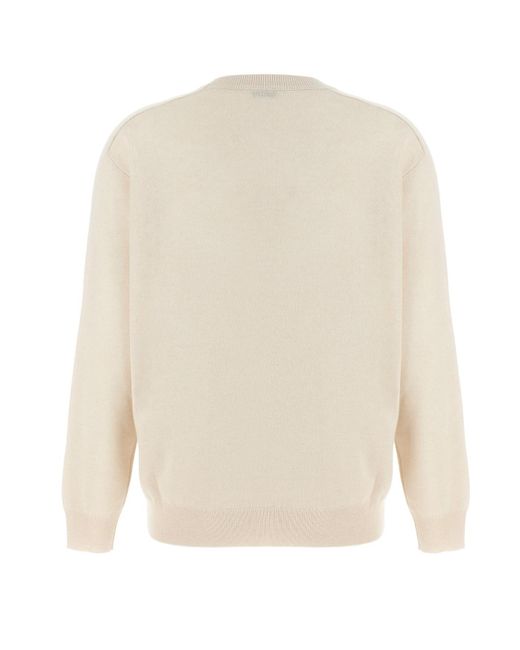 Brunello Cucinelli White Crewneck Knitted Jumper