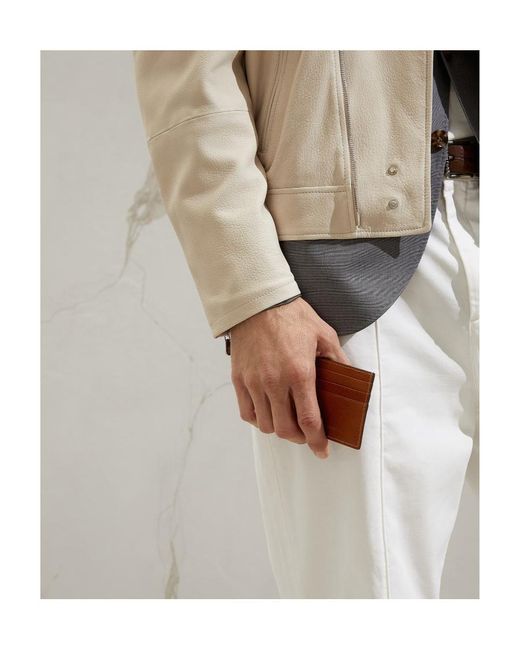 Brunello Cucinelli Red Logo Embossed Cardholder for men