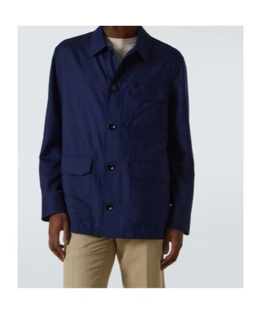 Brioni Blue Wool And Silk Jacket for men