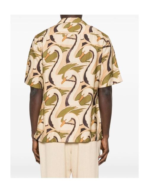 Paul Smith Metallic Swan Print Shirt for men