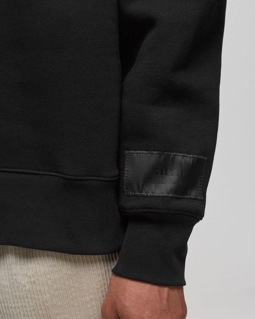 AMI Black Logo Patch Crewneck Sweatshirt for men