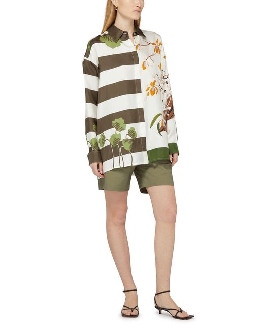 Loewe Gray Printed Silk Long-Sleeved Shirt