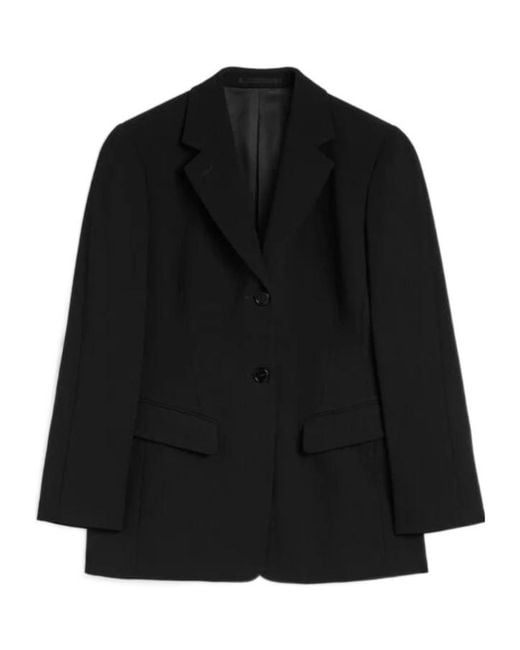 Jil Sander Black Wool Sablé Tailored Jacket