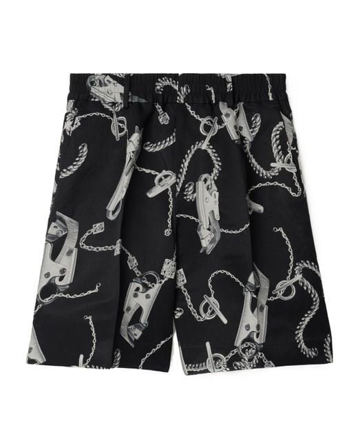 Burberry Black Chain Link-Printed Knee-Length Shorts