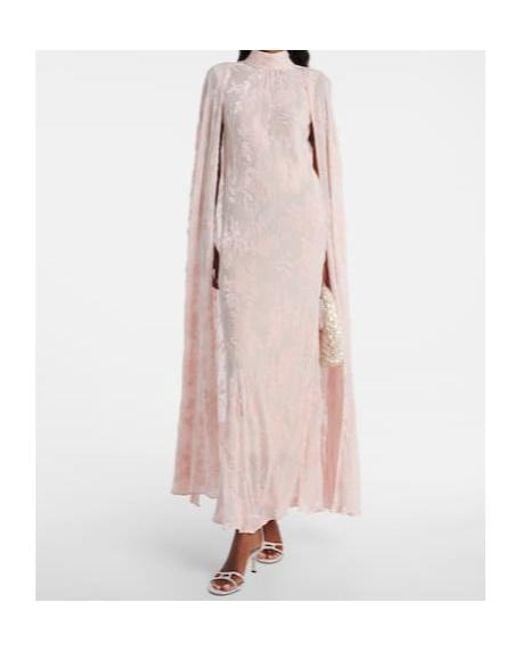 Rodarte Pink Caped Velvet Devoré Gown