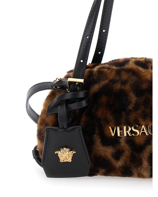 Versace Black Logo Lettering Mini Shoulder