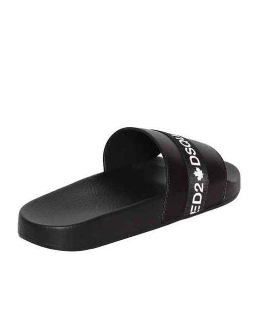 DSquared² Black Logo Almond Toe Sliders