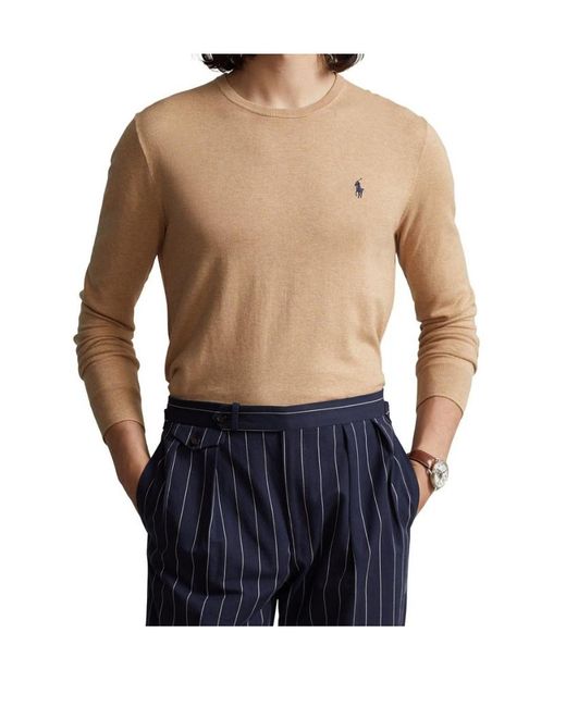 Polo Ralph Lauren Natural Logo-Embroidered Crewneck Sweater for men