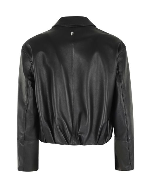 Dondup Black Long-Sleeved Leather Jacket
