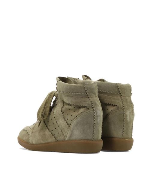 Isabel Marant Green Suede Bobby Wedge Sneakers