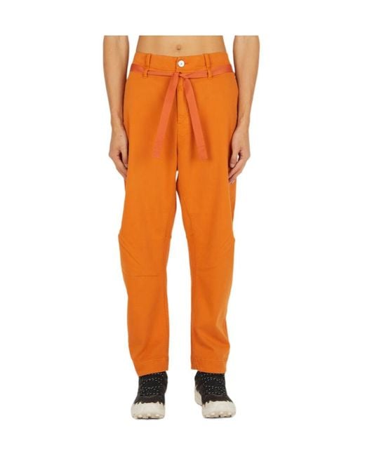 Stone Island Orange Shadow Project Tie-Waist Straight Leg Trousers for men