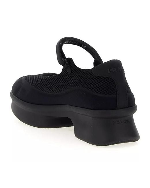 Prada Black Round-Toe Mesh Ballerinas