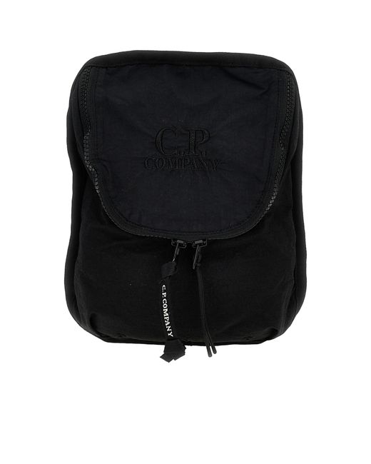 C P Company Black Plain Paper Touch Shoulder Bag for men