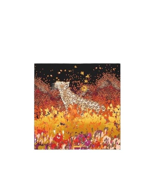 Ferragamo Orange Printed Square Silk Scarf