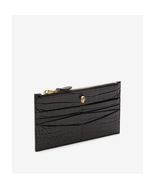 McQueen Black Skull Embossed Wallet