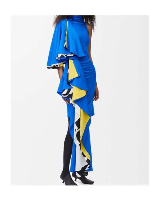 Loewe Blue Jersey Draped Dress