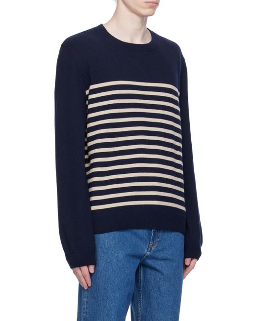 A.P.C. Blue Mattew Striped Crewneck Knitted Jumper for men
