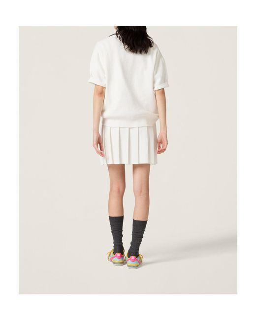 Miu Miu White Short-Sleeved Knitted Polo Shirt