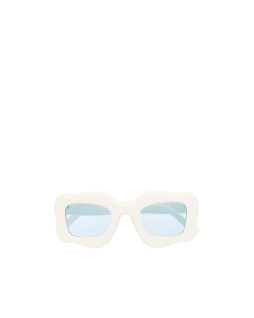 Bonsai White Oversized Curved-Frame Sunglasses for men