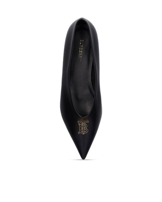 Burberry Black 10Mm Ezra Leather Flats Shoes