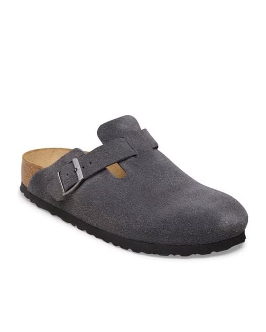 Birkenstock Brown Boston Suede Clogs for men