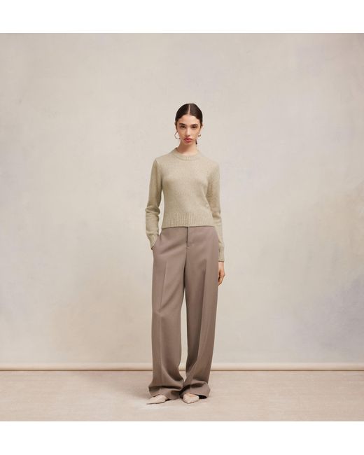 AMI Natural Logo Embroidered Knitted Jumper