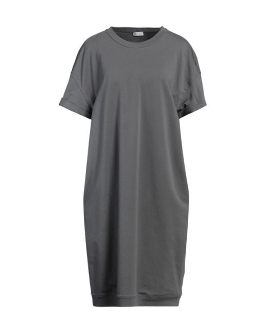 Brunello Cucinelli Gray Solid Color T-Shirt Dress