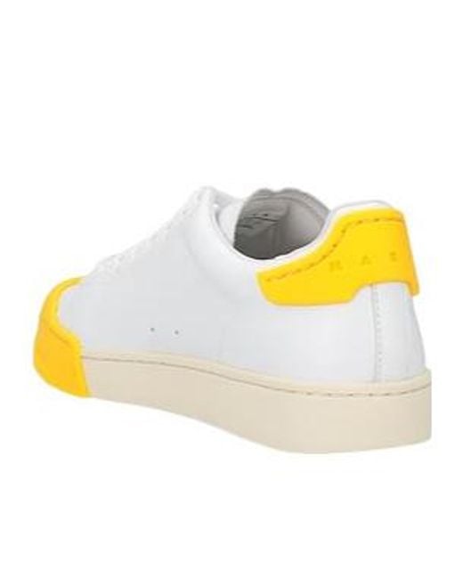 Marni Yellow Color-Block Leather Trainers