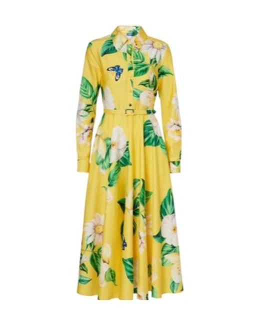 Leo Yellow Zara Floral Cotton Shirt Dress