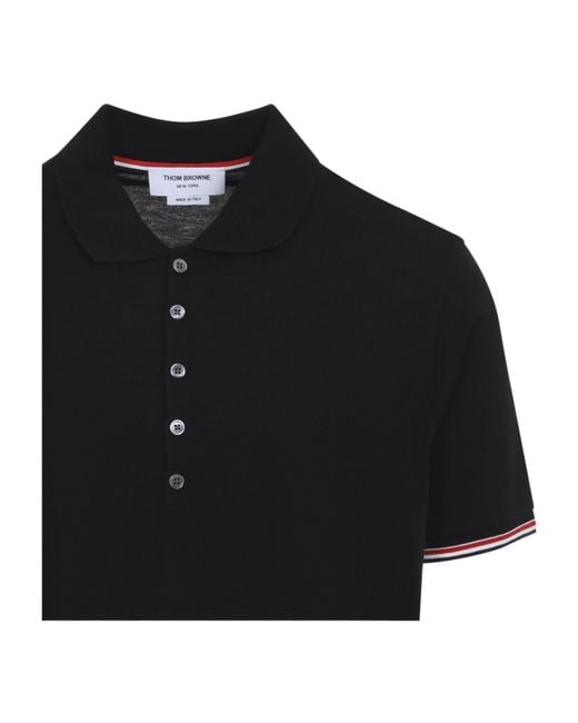 Thom Browne Black Etro Rwb-Striped Short-Sleeved Polo Shirt for men