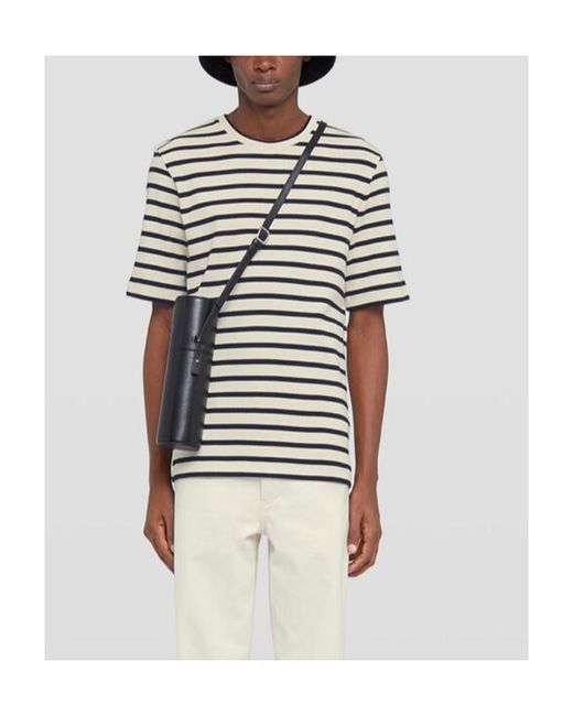 Jil Sander White Striped Crewneck T-Shirt for men
