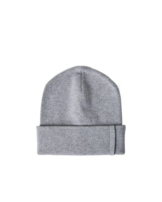 Brunello Cucinelli Gray Beaded-Trim Wool Beanie