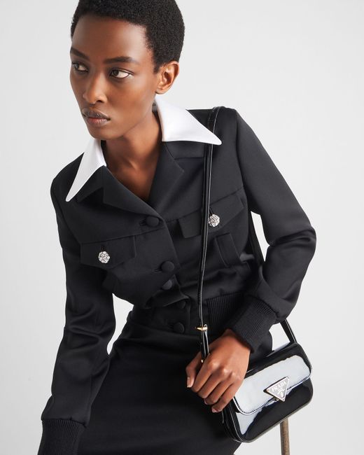 Prada Black Wool Single-Breasted Jacket With Jewelled Buttons
