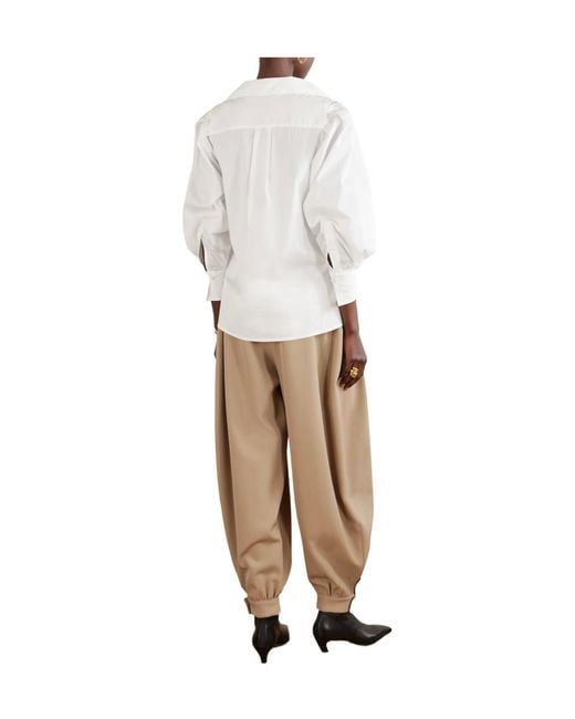 Altuzarra White Arthur Wrap-Effect Cotton-Blend Poplin Blouse