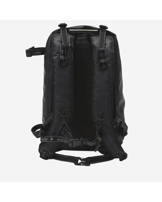 And Wander Black Logo Printed Zipped Waterproof Backpack for men