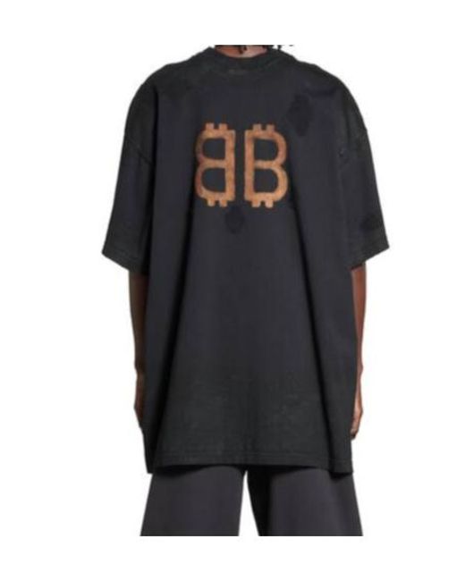 Balenciaga Black Paris Moon Vintage Oversized T-Shirt for men
