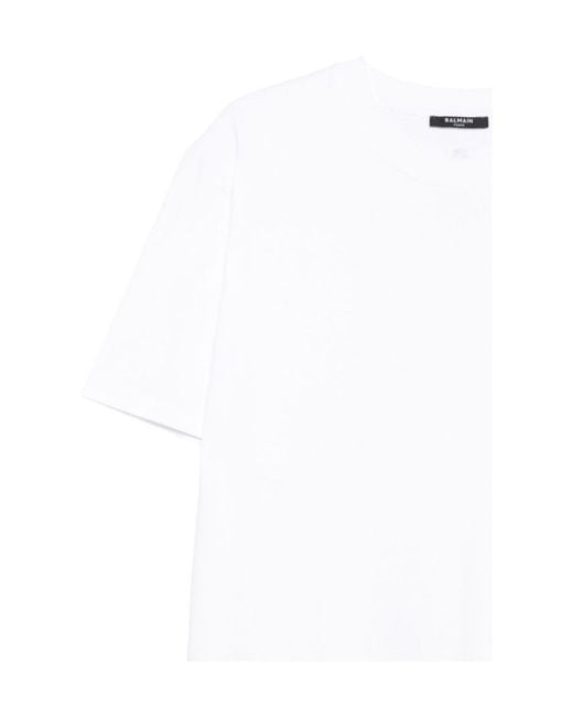 Balmain White Short-Sleeve T-Shirt for men